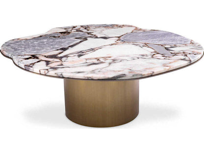 Shapiro Organic Shape Coffee Table in Light Marble and Brushed Brass