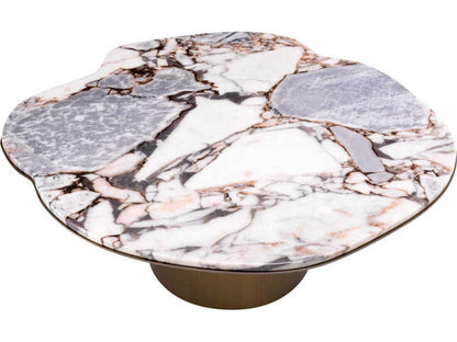 Shapiro Organic Shape Coffee Table in Light Marble and Brushed Brass