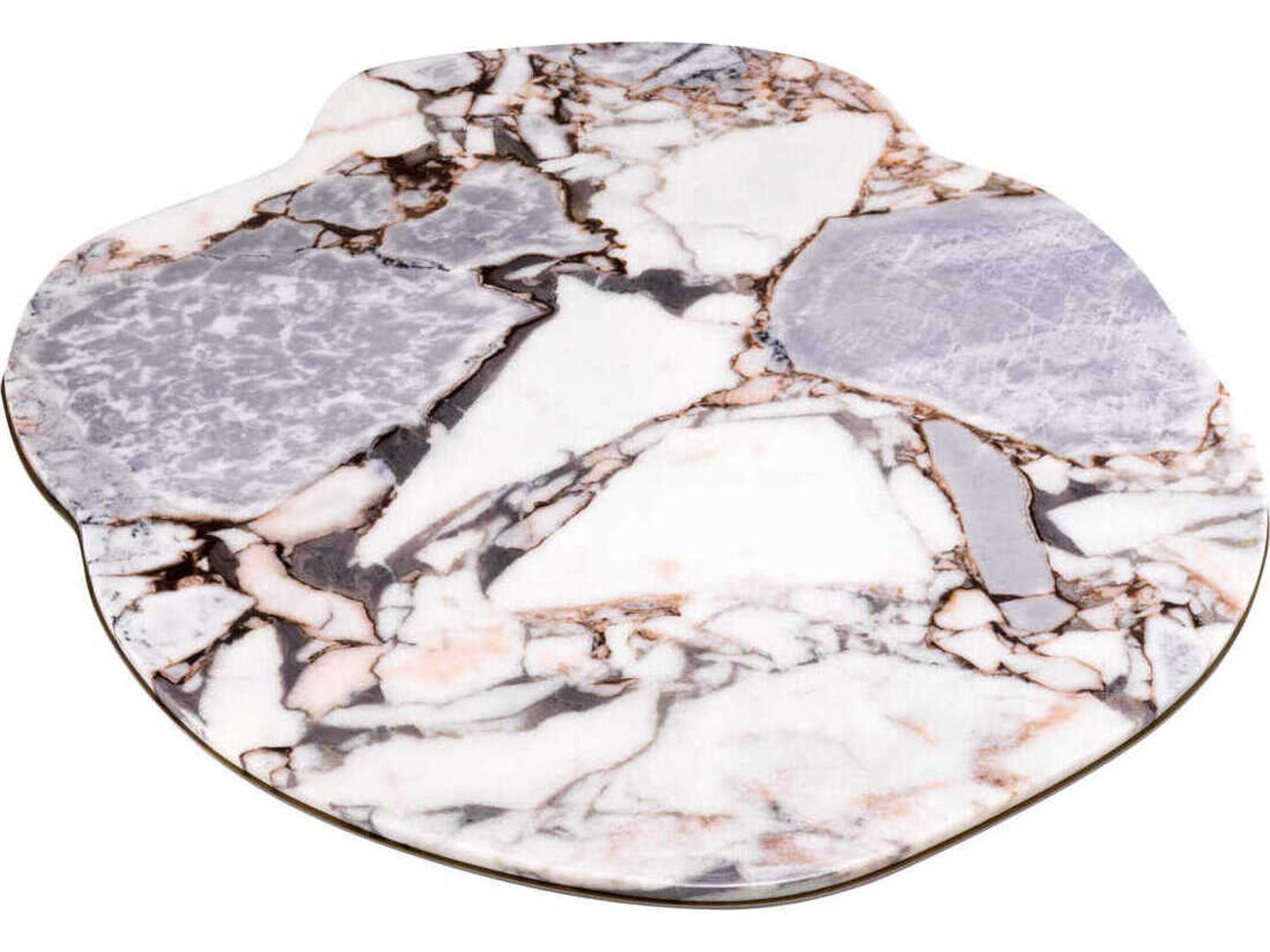 Shapiro Organic Shape Coffee Table in Light Marble and Brushed Brass