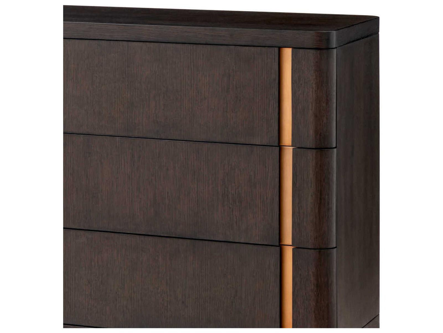 Modesto L Dresser in Mocha Oak Veneer with Brushed Brass Finish