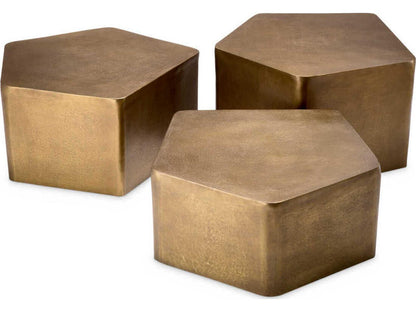 Veenazza Set of 3 Free Form Coffee Tables in Vintage Brass