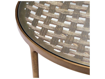 Sorrento Round Coffee Table in Antique Brass with Clear Glass Top