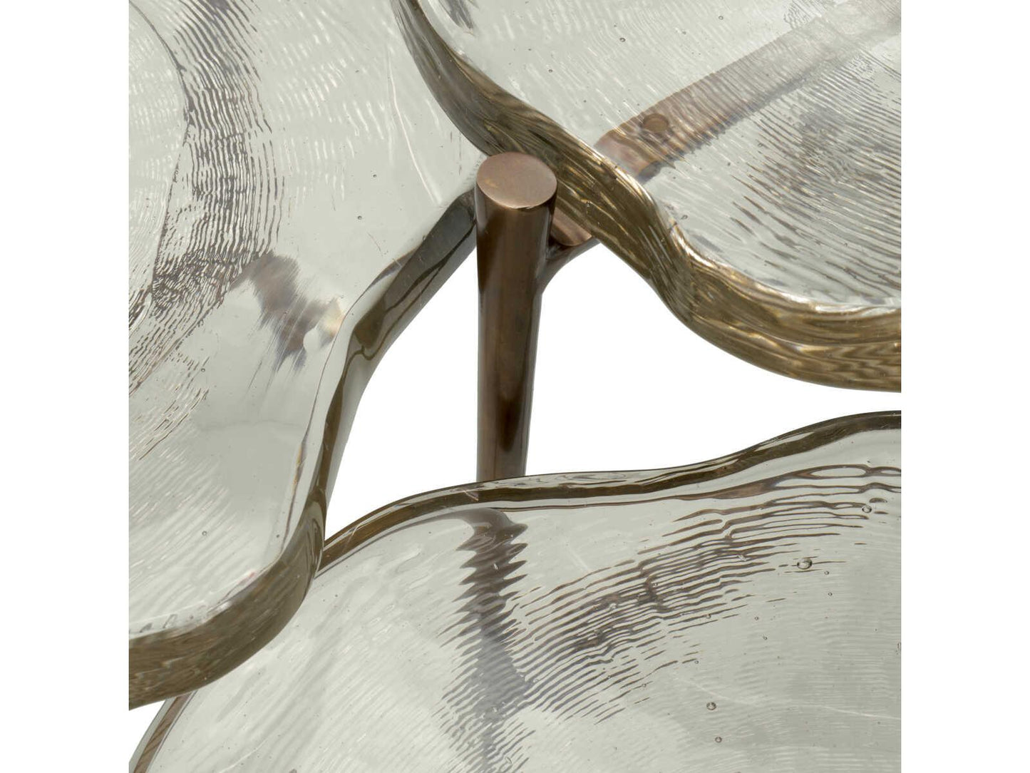 Baldovini Set of 3 Round Coffee Tables in Vintage Brass and Handmade Glass