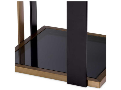 Clio Square Side Table in Brushed Brass and Smoked Glass