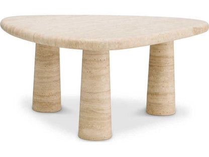 Larino L Travertine Triangular Side Table