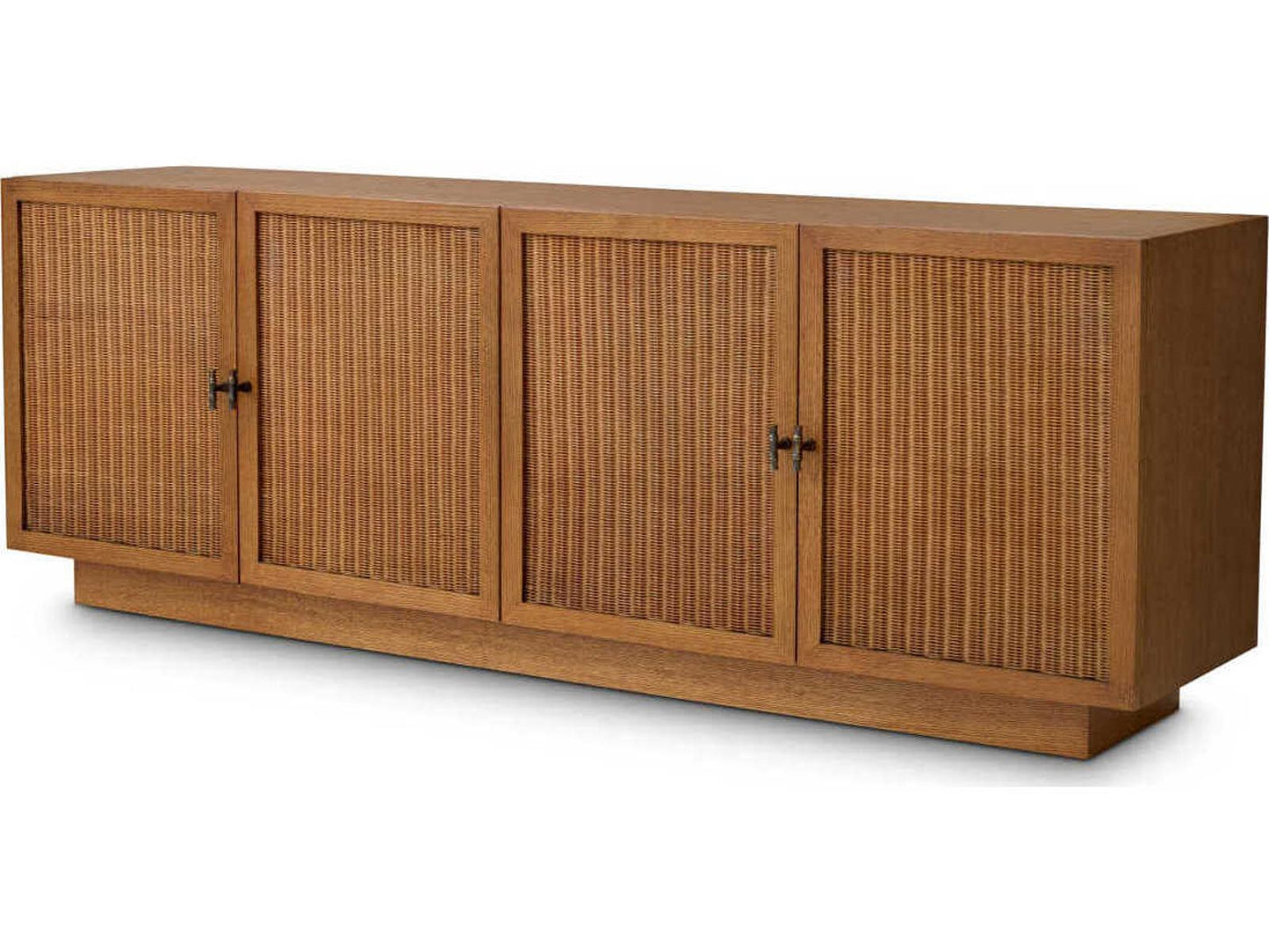 Borchard Caramel Oak Veneer Dresser with Rattan Panels