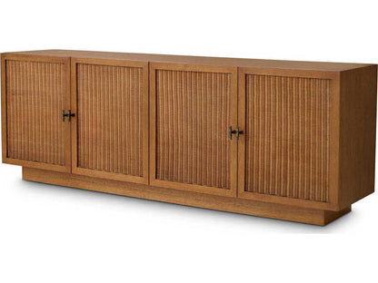 Borchard Caramel Oak Veneer Dresser with Rattan Panels
