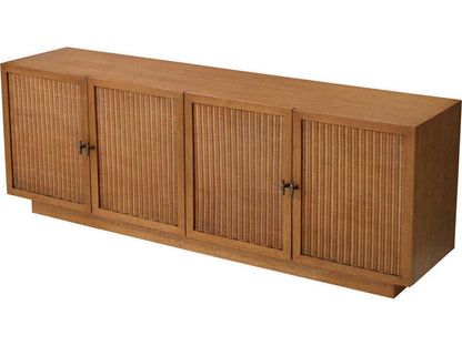 Borchard Caramel Oak Veneer Dresser with Rattan Panels
