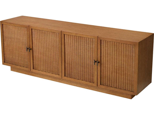 Borchard Caramel Oak Veneer Dresser with Rattan Panels
