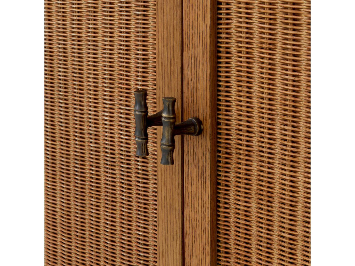Borchard Caramel Oak Veneer Dresser with Rattan Panels