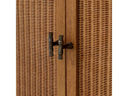 Borchard Caramel Oak Veneer Dresser with Rattan Panels