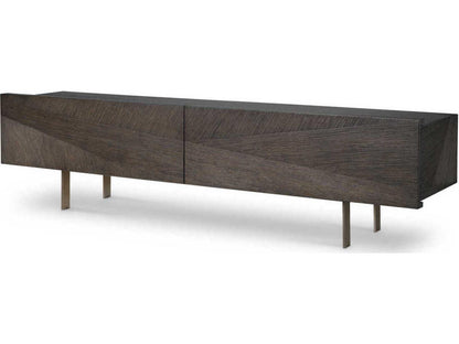 San Martin TV Cabinet in Mocha Oak Veneer with Bronze Finish
