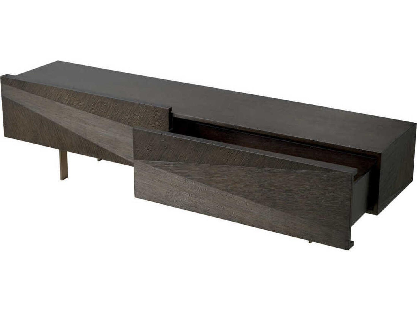 San Martin TV Cabinet in Mocha Oak Veneer with Bronze Finish