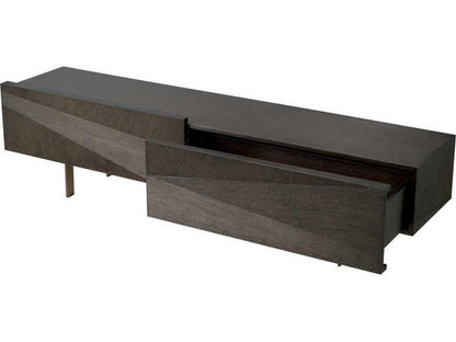 San Martin TV Cabinet in Mocha Oak Veneer with Bronze Finish