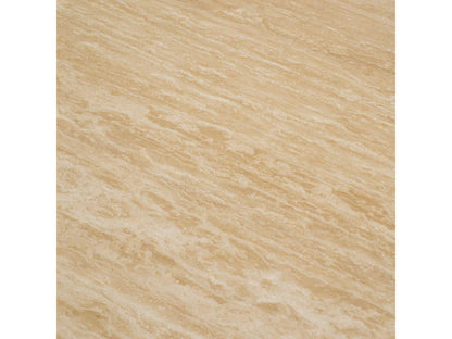 Nathan Round Dining Table with Brushed Brass Base and Travertine Top
