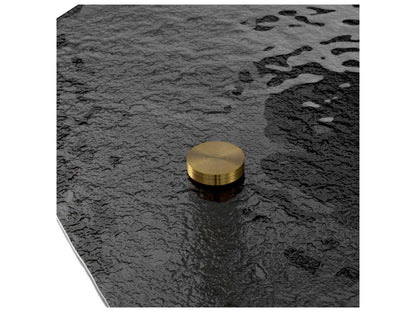 Cortes Square Coffee Table in Brushed Brass with Textured Smoke Glass