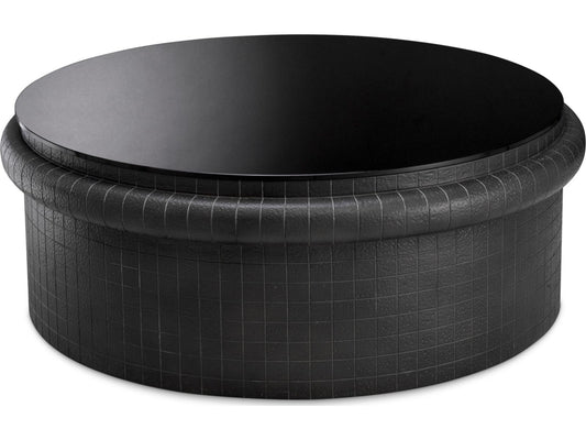 Tortugo Round Coffee Table Black Metal and Black Glass