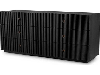 Dimitrios Drawer Chest in Charcoal Grey Oak Veneer with Bronze Accents