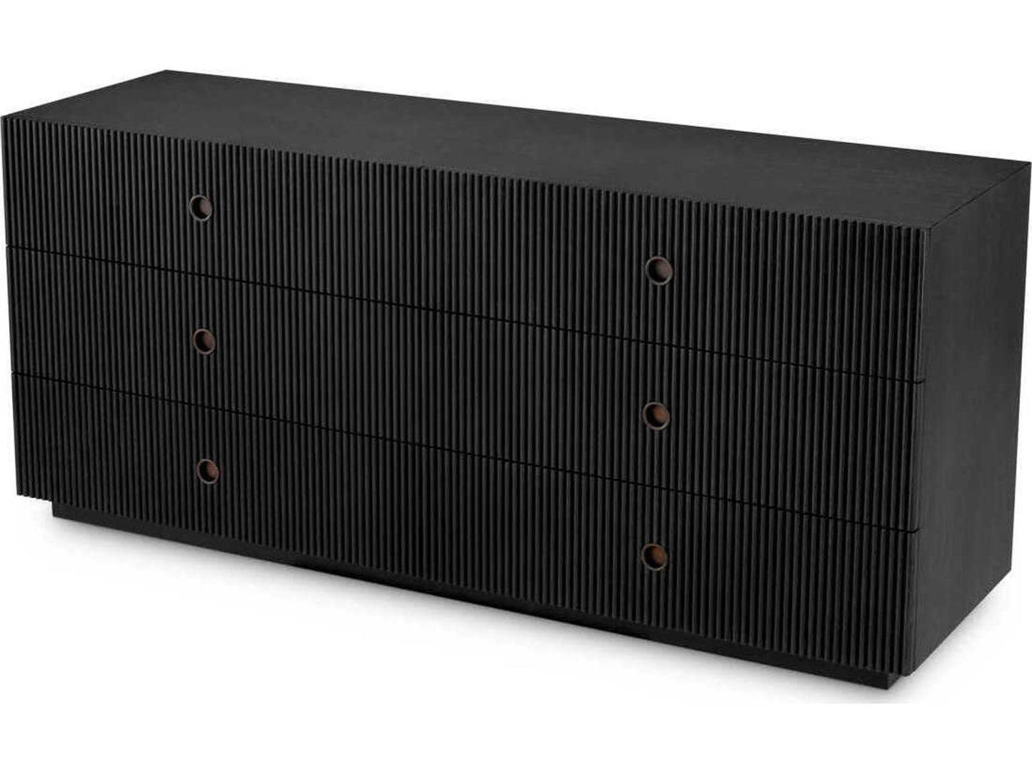 Dimitrios Drawer Chest in Charcoal Grey Oak Veneer with Bronze Accents