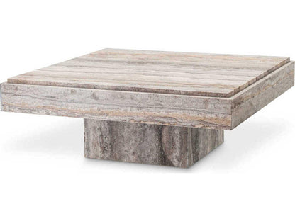 Sartoria Square Silver Travertine Coffee Table