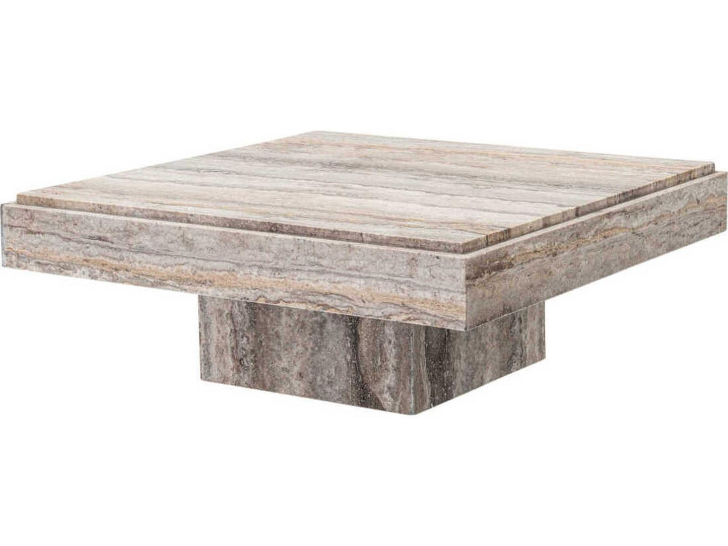 Sartoria Square Silver Travertine Coffee Table