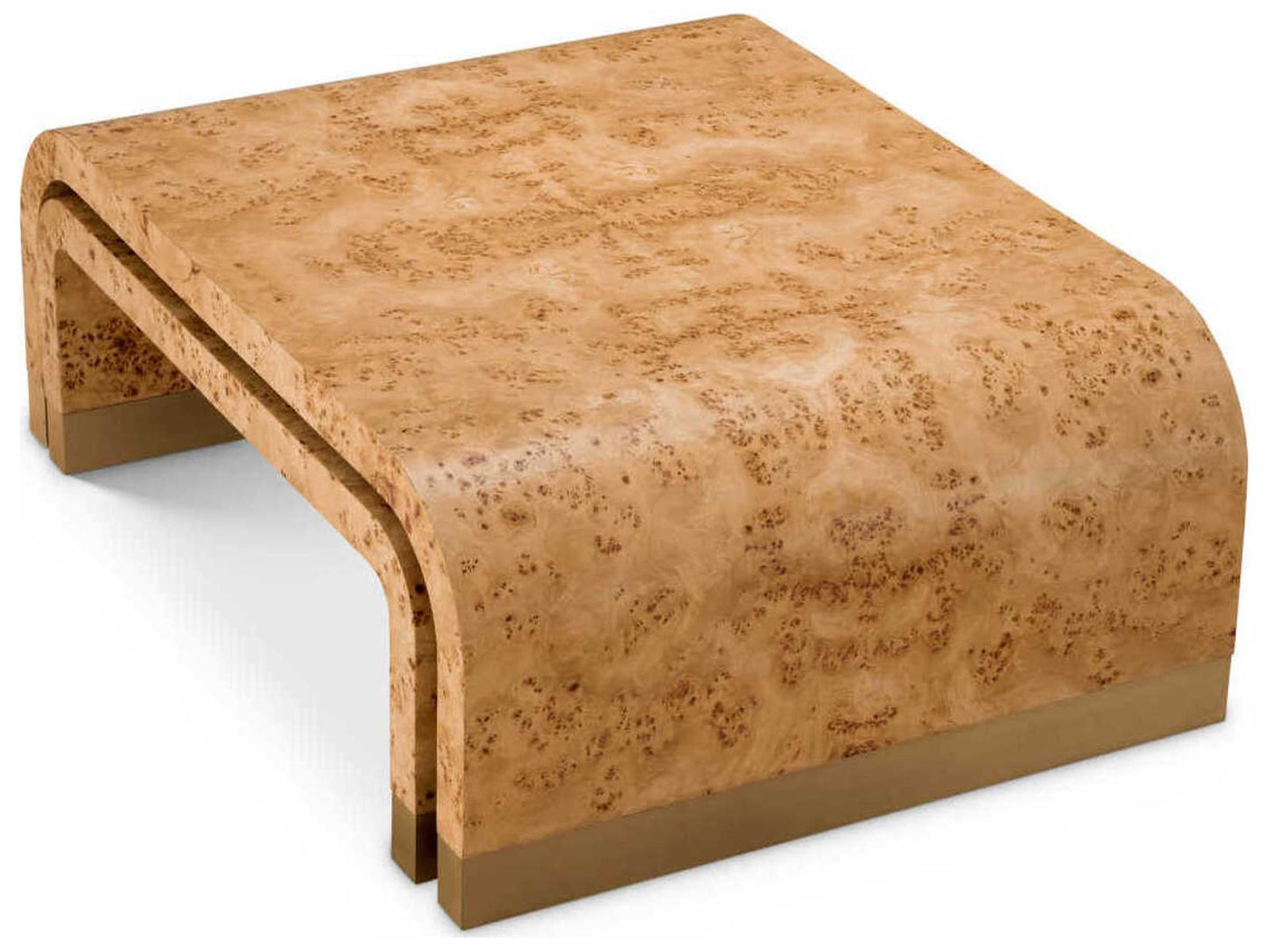 Quinton Rectangle Coffee Table Set of 3 in Light Brown Mappa Burl Veneer