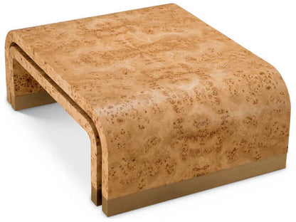 Quinton Rectangle Coffee Table Set of 3 in Light Brown Mappa Burl Veneer