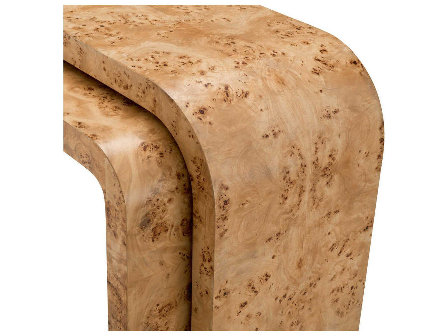 Quinton Light Brown Mappa Burl Veneer Set of 2 Console Table