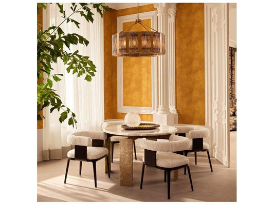 Ethnicraft Dining Table Bodega Round Antique Brass Finish