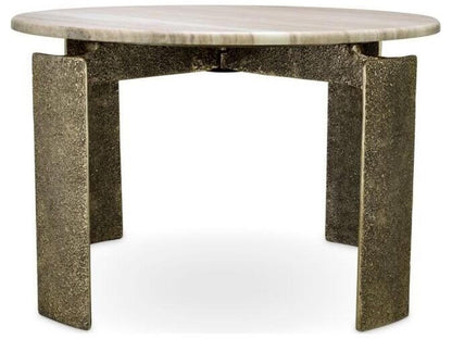 Ethnicraft Dining Table Bodega Round Antique Brass Finish