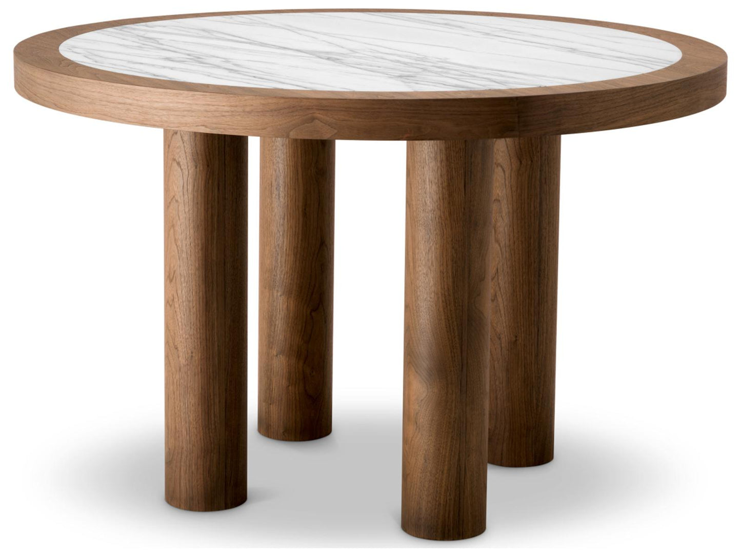 Presedio Round Walnut Veneer Biano Lilac Marble Dining Table