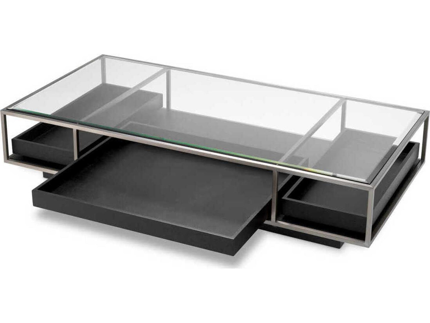 Roxton Rectangle Coffee Table Brushed Steel and Black Veneer