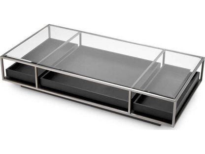 Roxton Rectangle Coffee Table Brushed Steel and Black Veneer