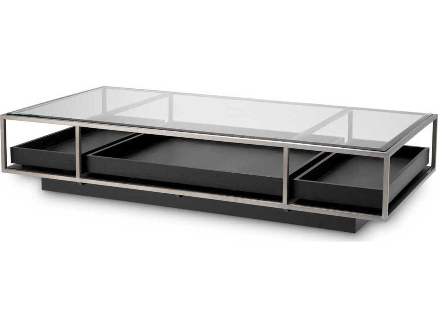 Roxton Rectangle Coffee Table Brushed Steel and Black Veneer