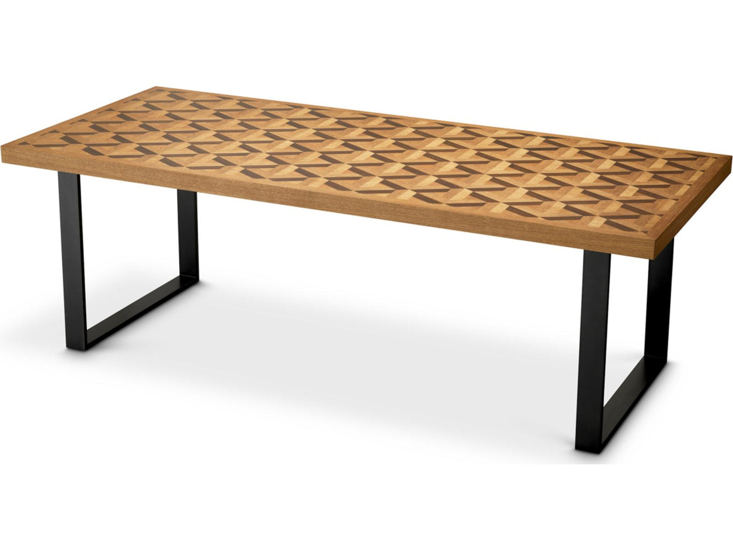 Rubicon S Rectangular Wood Oak Veneer Dining Table with Bronze Accents
