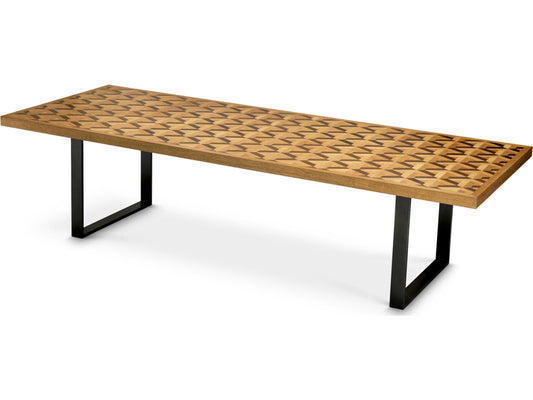 Rubicon L Rectangular Oak Veneer Dining Table with Bronze Finish