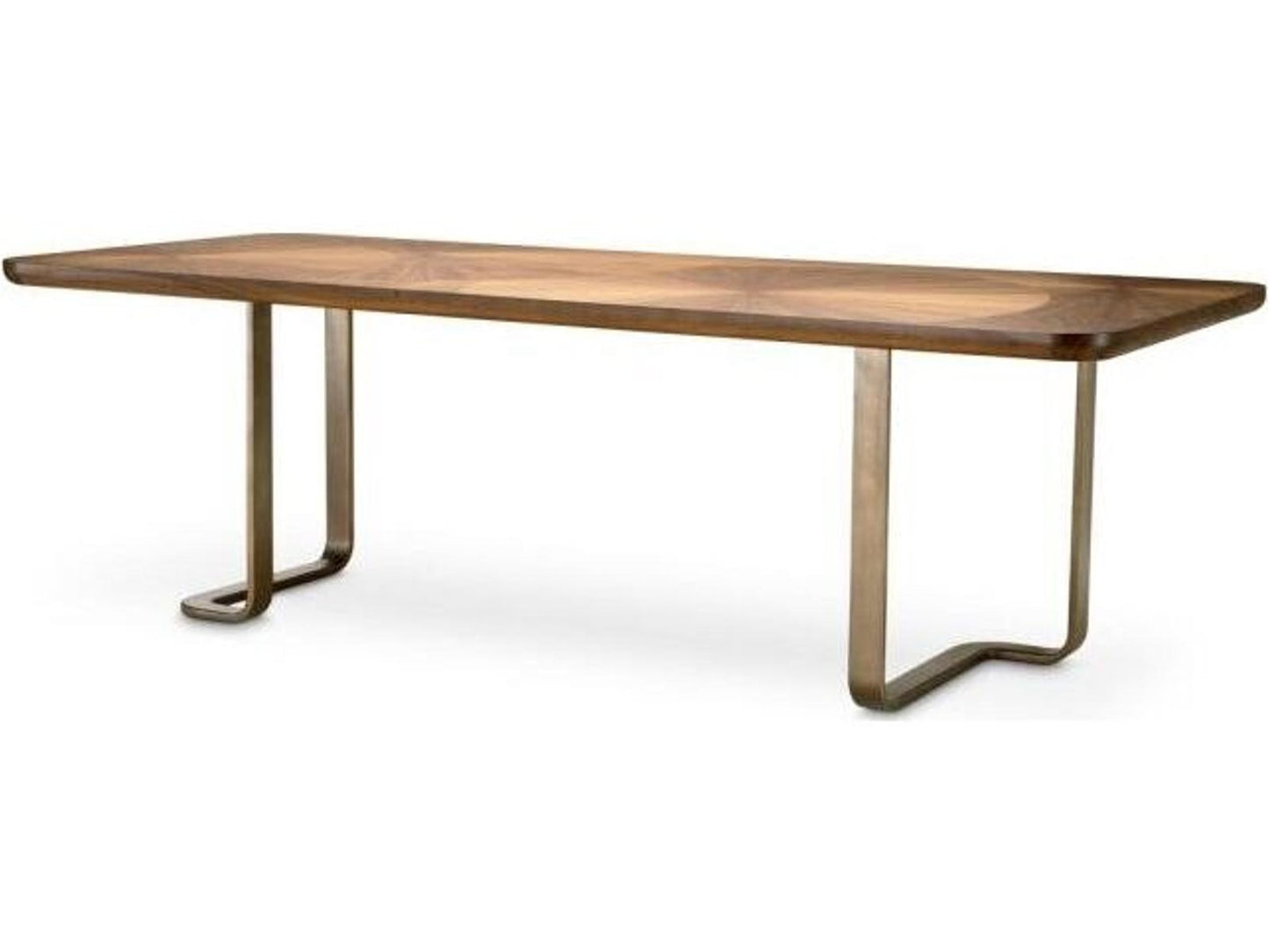 Ethnicraft Dining Table Rucello Light Walnut Veneer Bronze Finish
