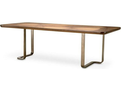 Ethnicraft Dining Table Rucello Light Walnut Veneer Bronze Finish