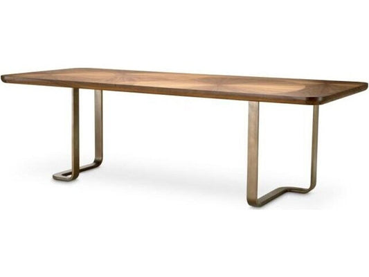 Ethnicraft Dining Table Rucello Light Walnut Veneer Bronze Finish