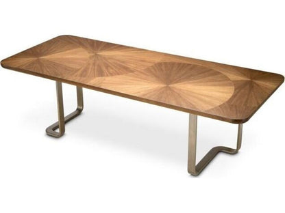 Ethnicraft Dining Table Rucello Light Walnut Veneer Bronze Finish