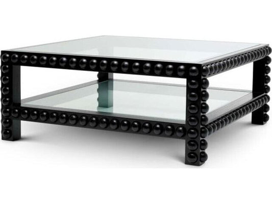 Ethnicraft Coffee Table Kenton Classic Black Finish Clear Glass