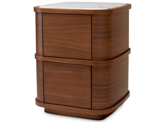Cabana S 2-Drawer Walnut Veneer Nightstand with Bianco Lilac Marble
