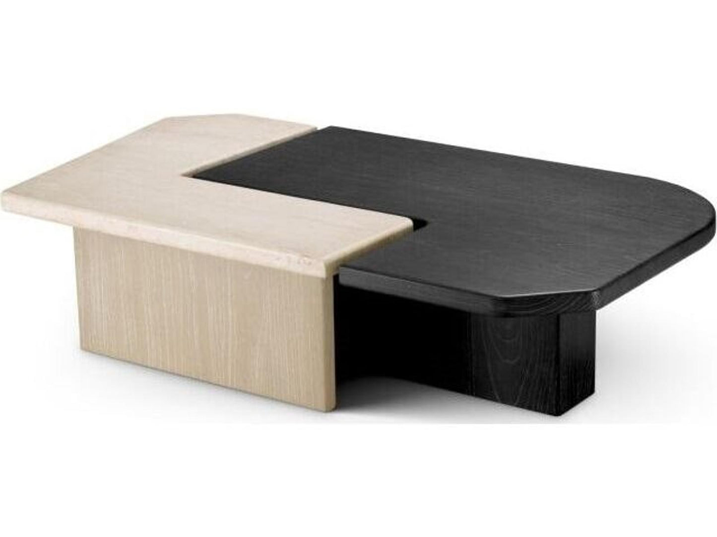 Ethnicraft Coffee Table Yardham Travertine Charcoal Grey Oak Veneer Set Of 2