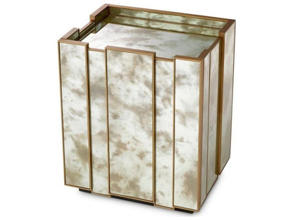 Ethnicraft Nightstand Nottingham Right Antique Mirror Glass Brushed Brass Finish
