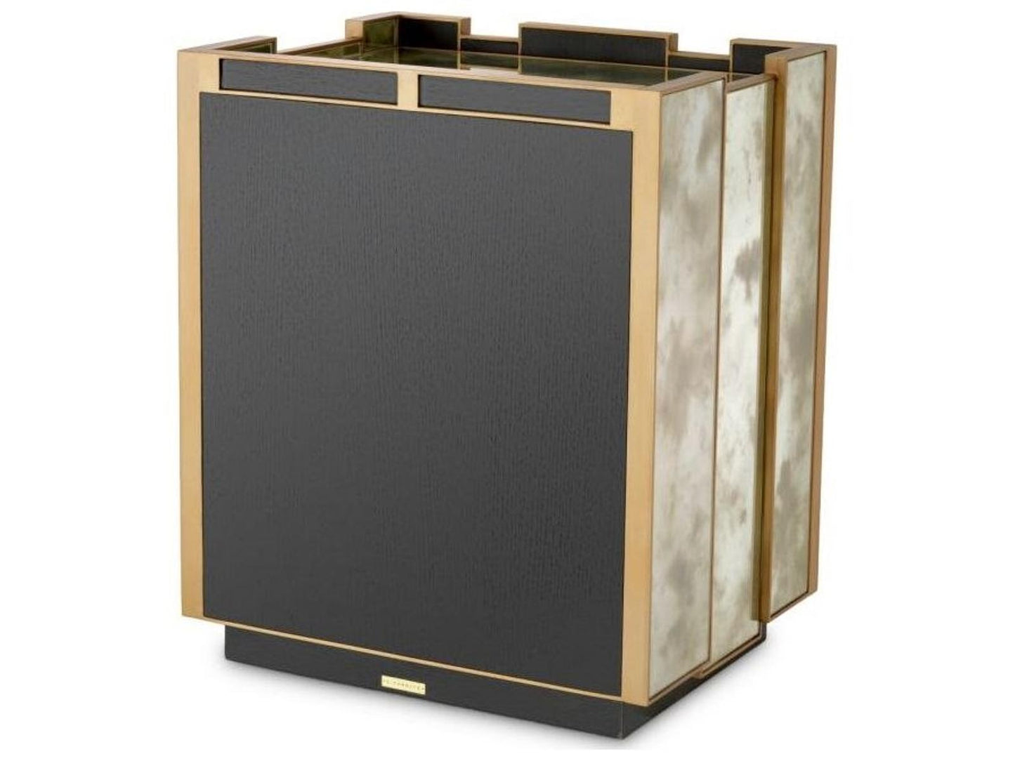 Ethnicraft Nightstand Nottingham Right Antique Mirror Glass Brushed Brass Finish