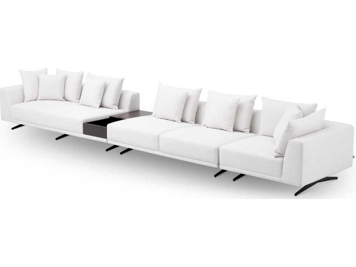 Endless Modular Upholstered Sectional Sofa in Avalon White with Black Legs