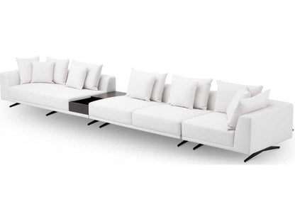 Endless Modular Upholstered Sectional Sofa in Avalon White with Black Legs
