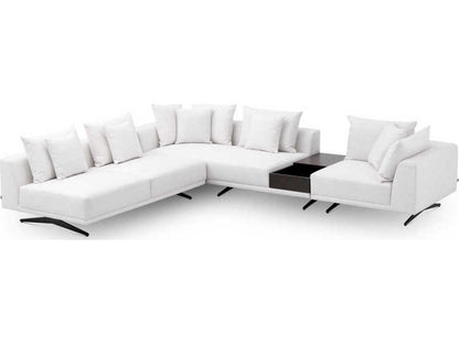 Endless Modular Upholstered Sectional Sofa in Avalon White with Black Legs