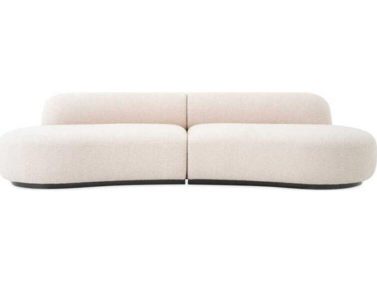 Bj?rn S 3-Seat Boucl�� Cream Sofa with Black Base