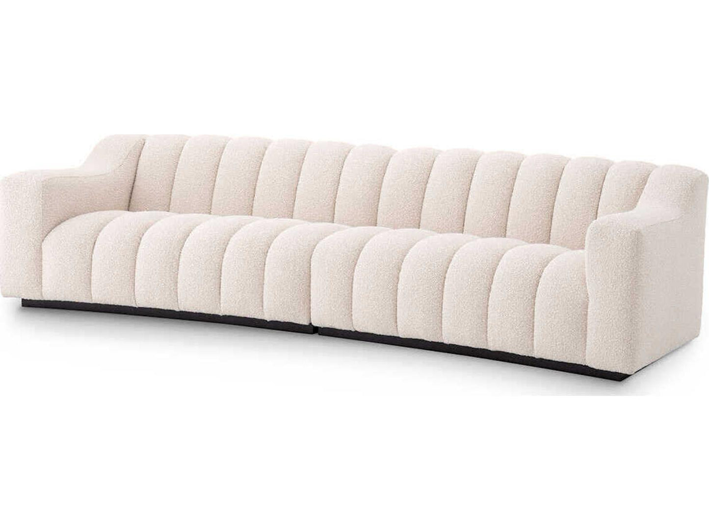 Kelly 3-Seat Boucle Fabric Sofa in Cream with Black Base